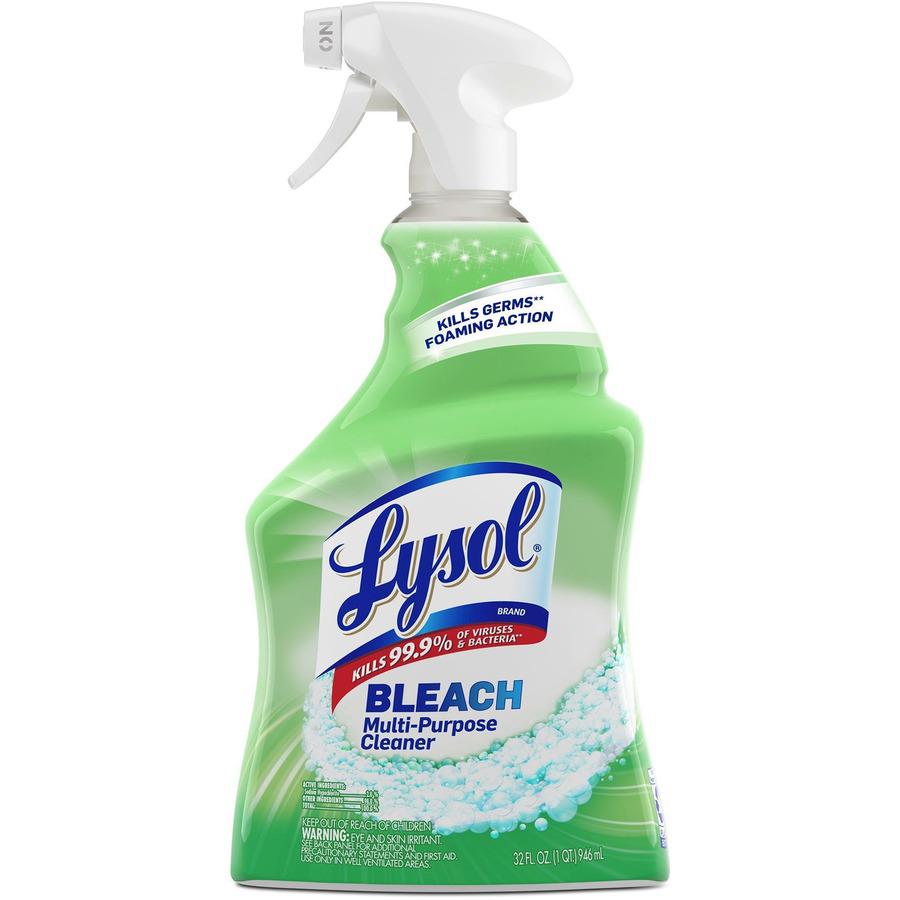 Lysol Multi-Purpose Cleaner with Bleach - Spray - 32 fl oz (1 quart) - 12 / Carton - White. Picture 3