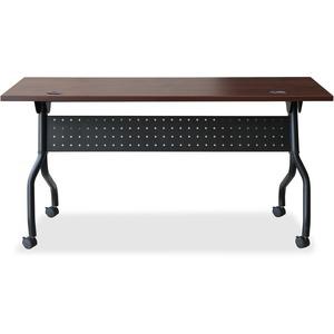 Lorell Flip Top Training Table - Rectangle Top - Four Leg Base - 4 Legs x 60" Table Top Width x 23.60" Table Top Depth - 29.50" Height x 59" Width x 23.63" Depth - Assembly Required - Cherry - Melamin. Picture 9