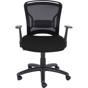 Lorell Flipper Arm Mid-back Chair - Fabric Seat - 5-star Base - Black - 1 Each. Picture 5