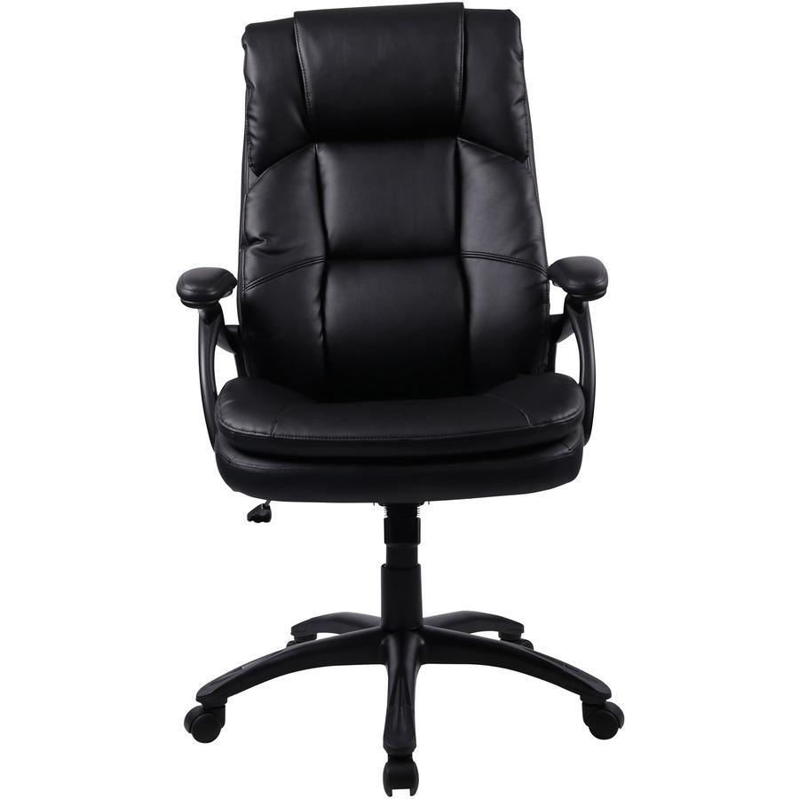 Lorell Black Base High-back Leather Chair - Bonded Leather Seat - Bonded Leather Back - High Back - 5-star Base - Black - 1 Each. Picture 4