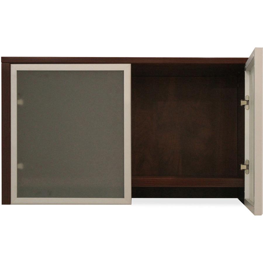 Lorell Wall-Mount Hutch Frosted Glass Door - 0.2" , 36"Door, 16.6" x 16" x 0.9" - Material: Frosted Glass Door - Finish: Frost. Picture 4