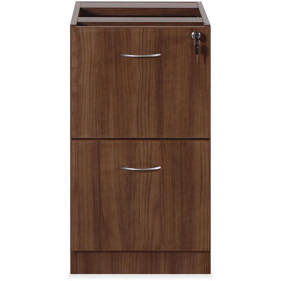 Lorell Essentials Series File/File Fixed File Cabinet - 15.5" x 21.9"28.5" Pedestal, 3.8" - 2 x File Drawer(s) - Finish: Laminate, Walnut - Built-in Hangrail, Ball-bearing Suspension, Mobility - For F. Picture 4