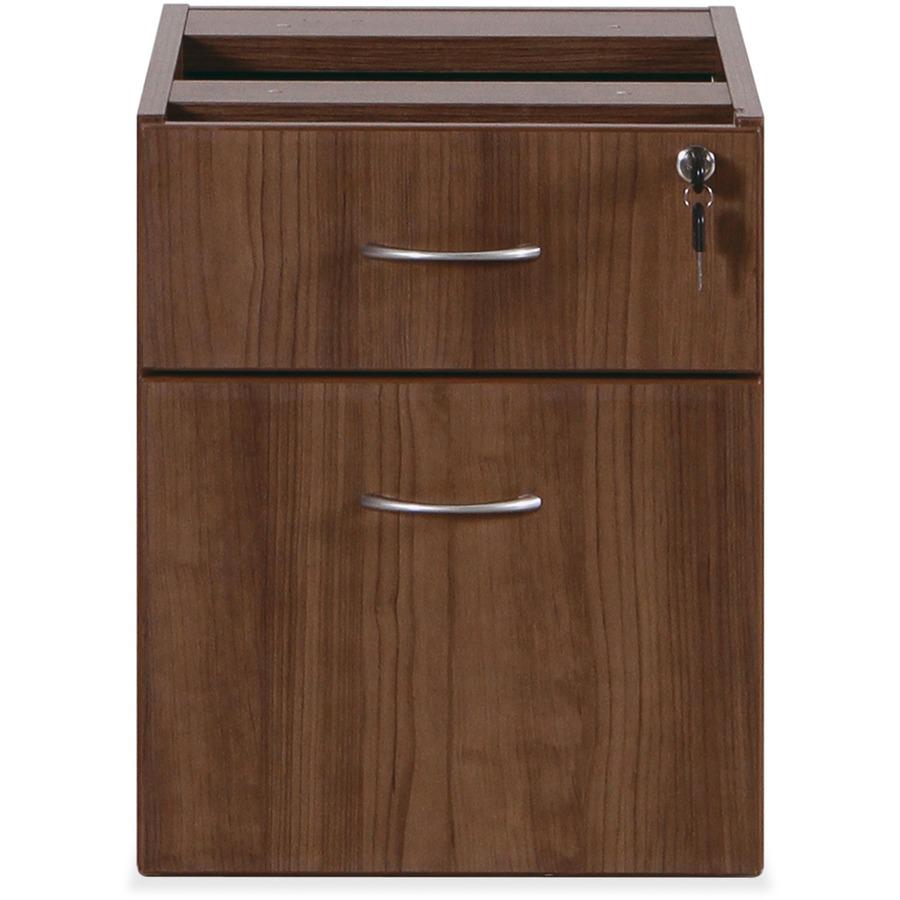 Lorell Essentials Series Box/File Hanging File Cabinet - 15.5" x 21.9"18.9" - 2 x Box, File Drawer(s) - Finish: Walnut Laminate - Built-in Hangrail, Ball Bearing Slides, Lockable, Durable, Adjustable . Picture 4