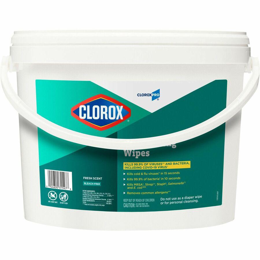 CloroxPro&trade; Disinfecting Wipes - Ready-To-Use - Fresh Scent - 700 / Bucket - 1 Each - Pre-moistened, Anti-bacterial, Textured - White. Picture 6
