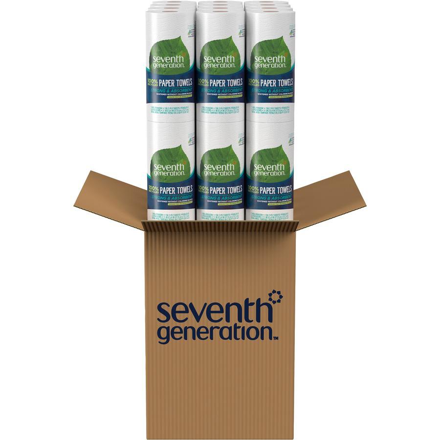 Seventh Generation 100% Recycled Paper Towels - 2 Ply - 156 Sheets/Roll - White - 24 / Carton. Picture 3