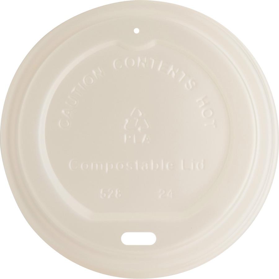 Genuine Joe Vented Hot Cup Lid - Polystyrene - 50 Lids/Pack - 1000 / Carton - White. Picture 4