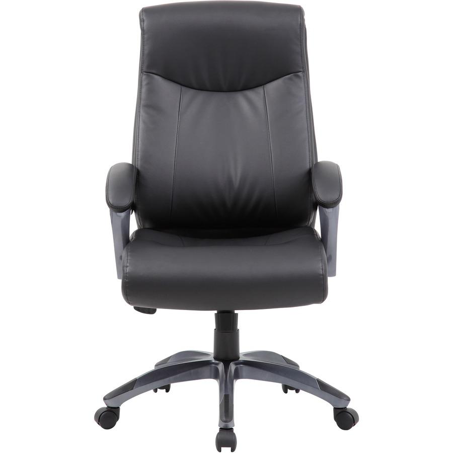 Boss B8661 Executive Chair - Black LeatherPlus Seat - Gray Leather Back - Black, Gray Nylon Frame - 5-star Base - 1 Each. Picture 3