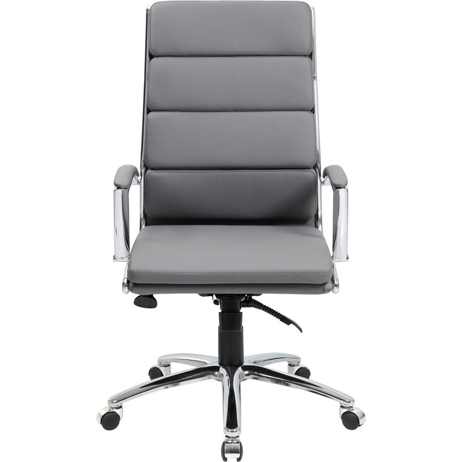 Boss B9471 Executive Chair - Gray Vinyl Seat - Gray Back - Chrome, Black Chrome Frame - 5-star Base - Armrest - 1 Each. Picture 3