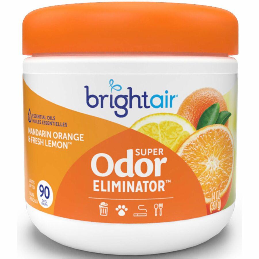 Bright Air Super Odor Eliminator Air Freshener - 14 fl oz (0.4 quart) - Fresh Lemon, Mandarin Orange - 60 Day - 6 / Carton. Picture 4