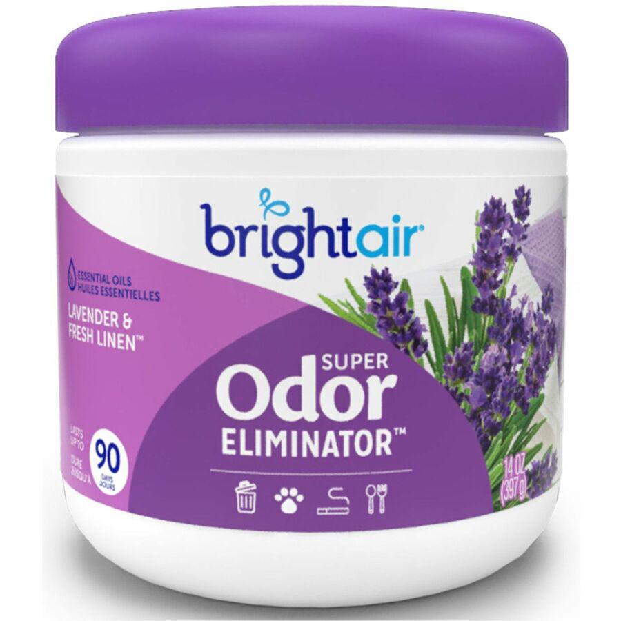 Bright Air Super Odor Eliminator Air Freshener - 14 fl oz (0.4 quart) - Fresh Linen, Lavender - 60 Day - 6 / Carton. Picture 4