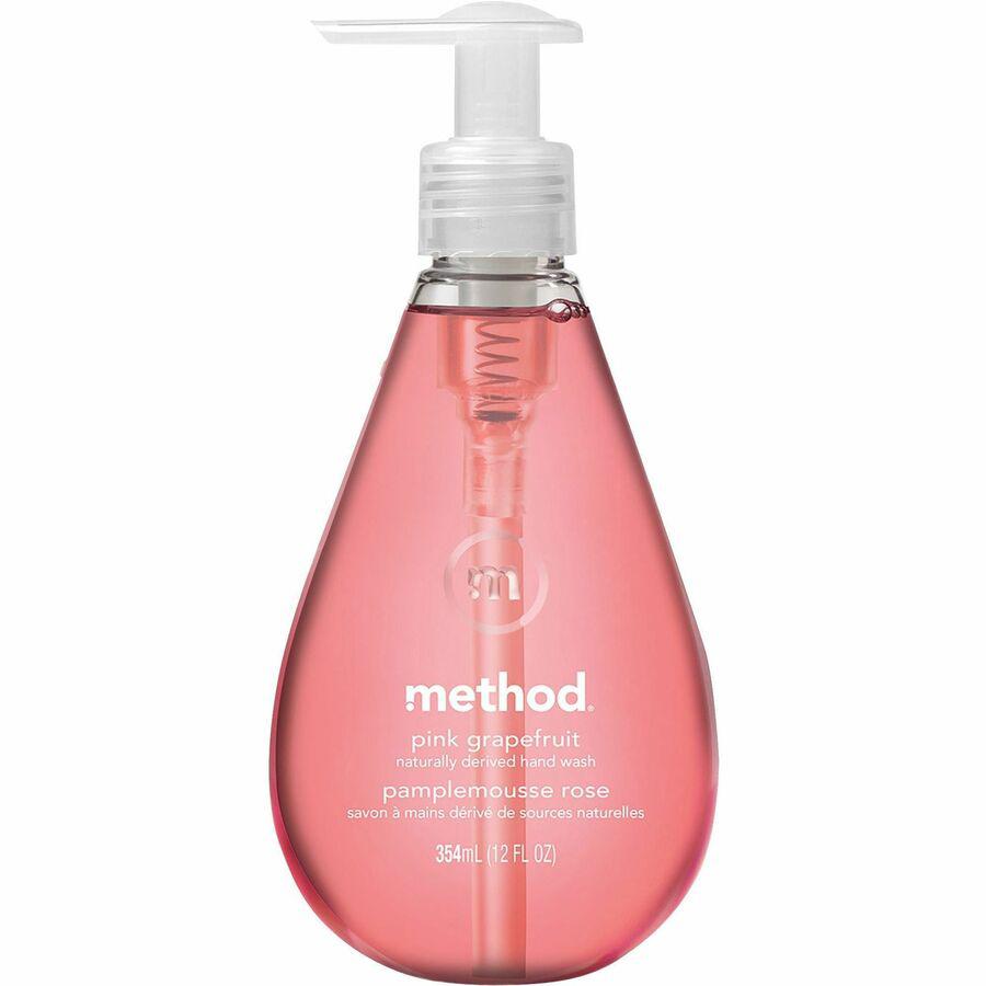 Method Gel Hand Soap - Pink Grapefruit ScentFor - 12 fl oz (354.9 mL) - Pump Bottle Dispenser - Hand - Pink - Non-toxic, Triclosan-free - 6 / Carton. Picture 3