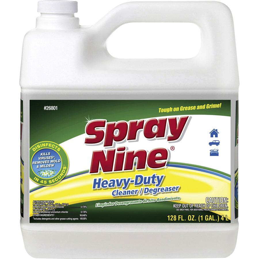 Spray Nine Heavy-Duty Cleaner/Degreaser w/Disinfectant - For Multi Surface - 128 fl oz (4 quart) - 4 / Carton - Disinfectant - Clear. Picture 3