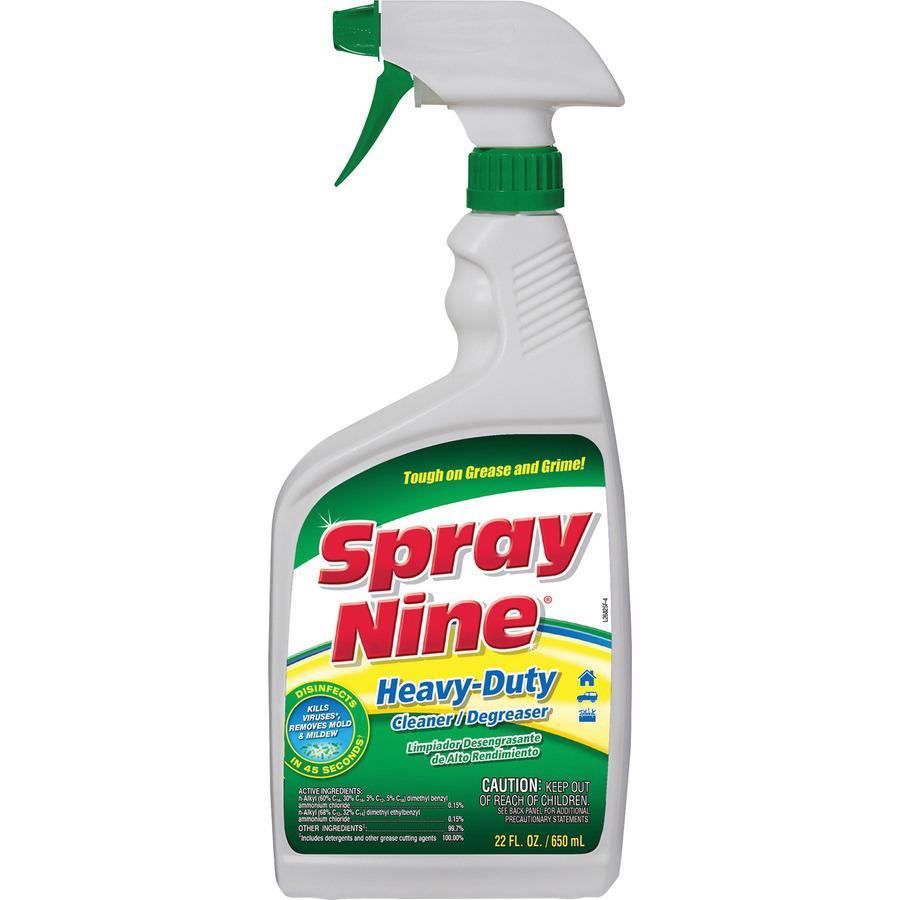 Spray Nine Heavy-Duty Cleaner/Degreaser w/Disinfectant - For Multi Surface - 22 fl oz (0.7 quart)Bottle - 12 / Carton - Disinfectant - Clear. Picture 3