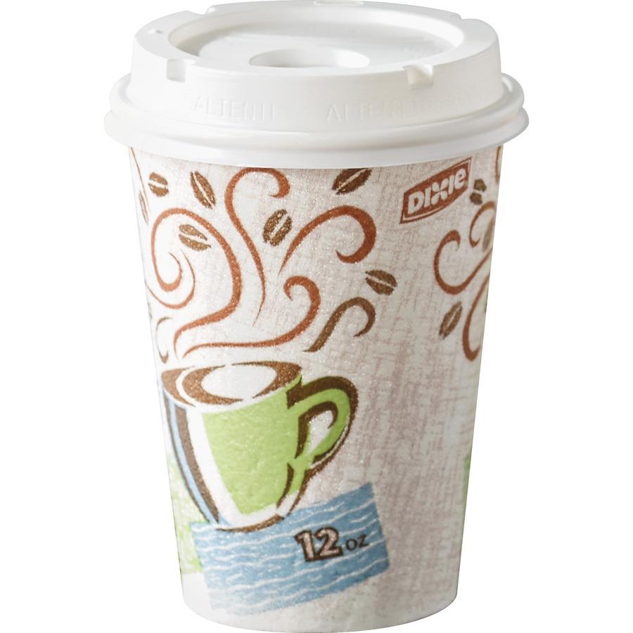 Dixie PerfecTouch 12 oz Hot Coffee Cup and Lid Sets by GP Pro - 50 / Pack - 6 / Carton - White - Paper - Hot Drink, Coffee, Beverage. Picture 6