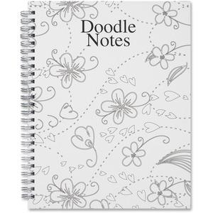House of Doolittle Doodle Notes Spiral Notebook - 111 Pages - Spiral Bound - 7" x 9" - Black & White Flower Cover - Hard Cover - Recycled - 1 Each. Picture 5