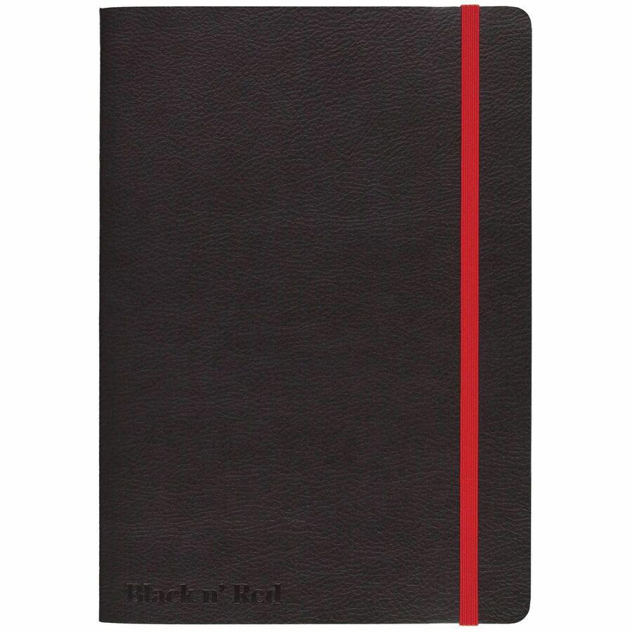 Black n' Red Soft Cover Business Notebook - Sewn - Ruled - 6" x 8" - High White Paper - Black/Red Cover - Resist Bleed-through, Numbered, Expandable Pocket, Bungee, Soft Cover - 1 Each. Picture 3