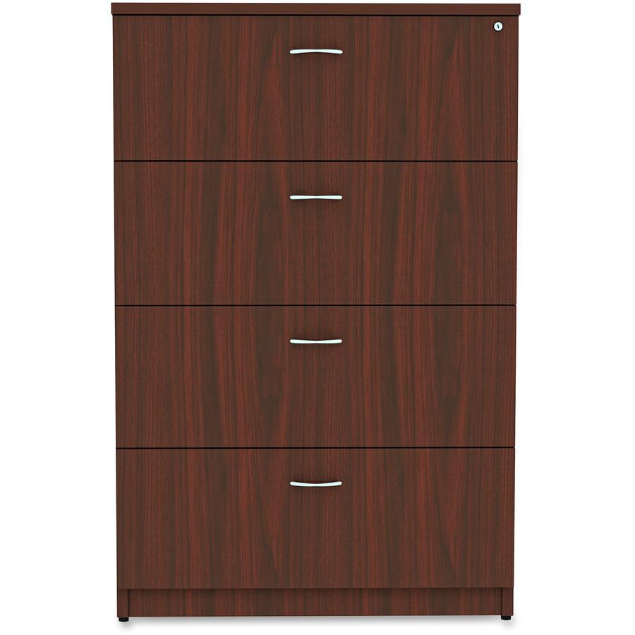 Lorell Essentials Series 4-Drawer Lateral File - 1" Top, 35.5" x 22"54.8" - 4 x File Drawer(s) - Finish: Mahogany Laminate. Picture 4