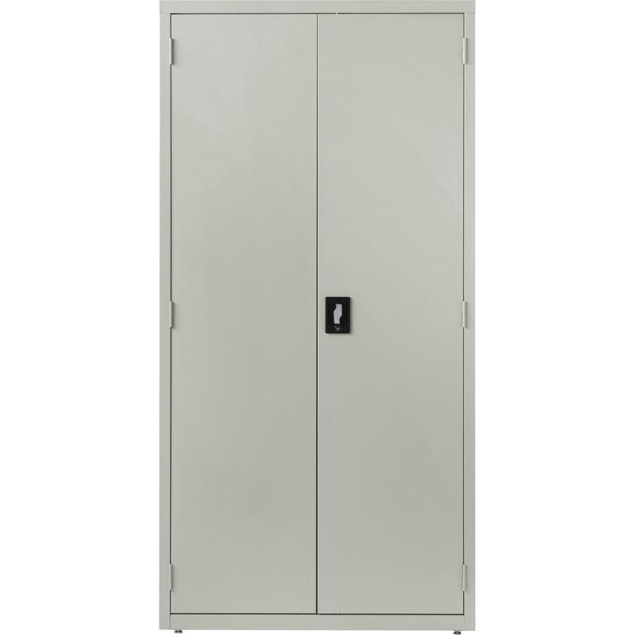 Lorell Storage Cabinet - 24" x 36" x 72" - 5 x Shelf(ves) - Hinged Door(s) - Sturdy, Recessed Locking Handle, Removable Lock, Durable, Storage Space - Light Gray - Powder Coated - Steel - Recycled. Picture 4