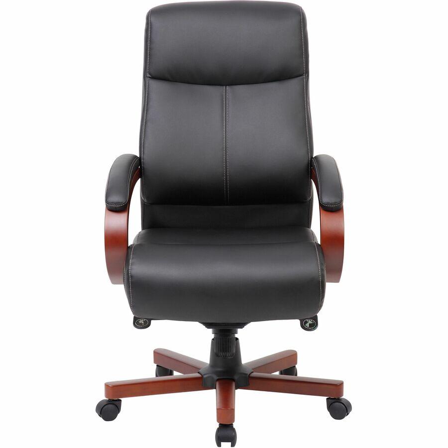 Lorell Executive Chair - Black, Mahogany - 1 Each. Picture 4