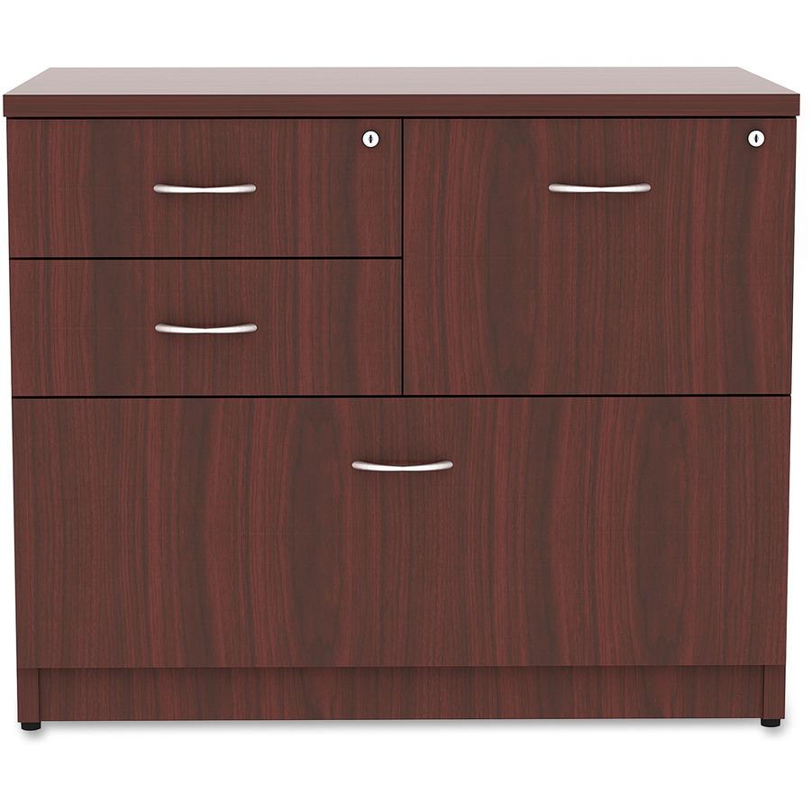 Lorell Essentials Series Box/Box/File Lateral File - 1" Side Panel, 0.1" Edge, 35.5" x 22"29.5" Lateral File - 4 x Box, File Drawer(s) - Mahogany Laminate Table Top - Versatile, Ball Bearing Glide, Dr. Picture 3