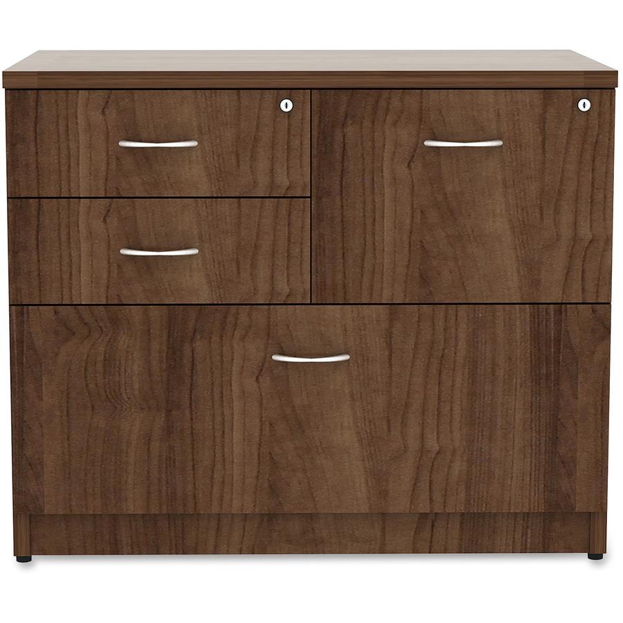Lorell Essentials Series Box/Box/File Lateral File - 1" Side Panel, 0.1" Edge, 35.5" x 22"29.5" Lateral File - 4 x Box, File Drawer(s) - Walnut Laminate Table Top - Versatile, Ball Bearing Glide, Draw. Picture 4