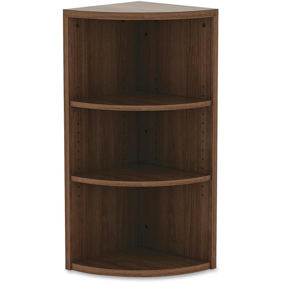 Lorell Essentials Series Hutch End Corner Bookcase - 36" Height x 14.8" Width37.8" Length%Floor - Walnut - Laminate, Polyvinyl Chloride (PVC) - 1 Each. Picture 3