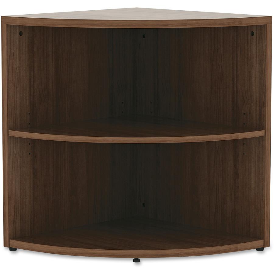 Lorell Essentials Series Desk End Corner Bookcase - 23.6" Height x 29.5" Width30.7" Length%Floor - Walnut - Laminate, Polyvinyl Chloride (PVC) - 1 Each. Picture 4