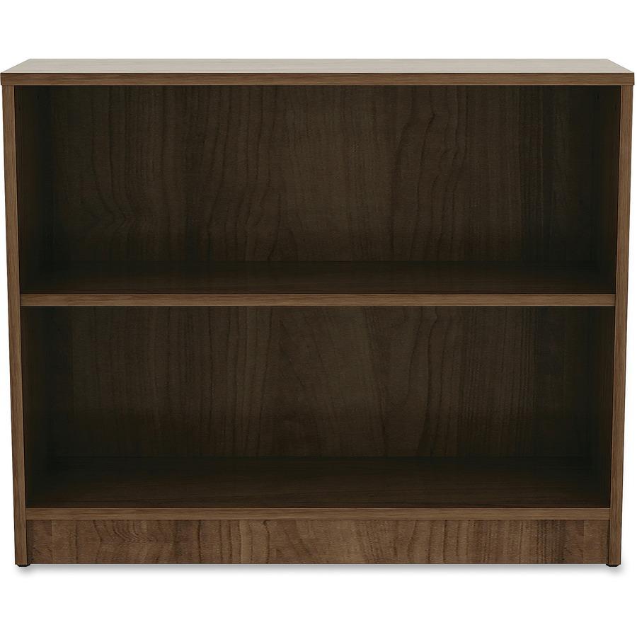 Lorell Laminate Bookcase - 2 Shelf(ves) - 29.5" Height x 36" Width x 12" Depth - Sturdy, Adjustable Feet, Adjustable Shelf - Thermofused Laminate (TFL) - Walnut - Laminate - 1 Each. Picture 3