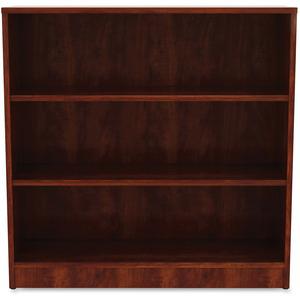 Lorell Laminate Bookcase - 3 Shelf(ves) - 36" Height x 36" Width x 12" Depth - Sturdy, Adjustable Feet, Adjustable Shelf - Thermofused Laminate (TFL) - Cherry - Laminate - 1 Each. Picture 4