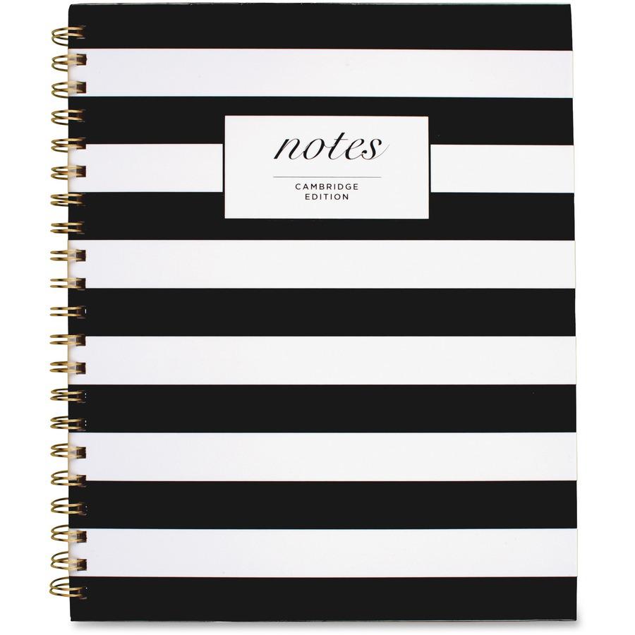Cambridge Hardcover Wirebound Notebook - 160 Pages - Twin Wirebound - Both Side Ruling Surface - Ruled - 11" x 8 7/8" - Black & White Stripe Cover - Hard Cover, Dual Sided - 1 Each. Picture 5