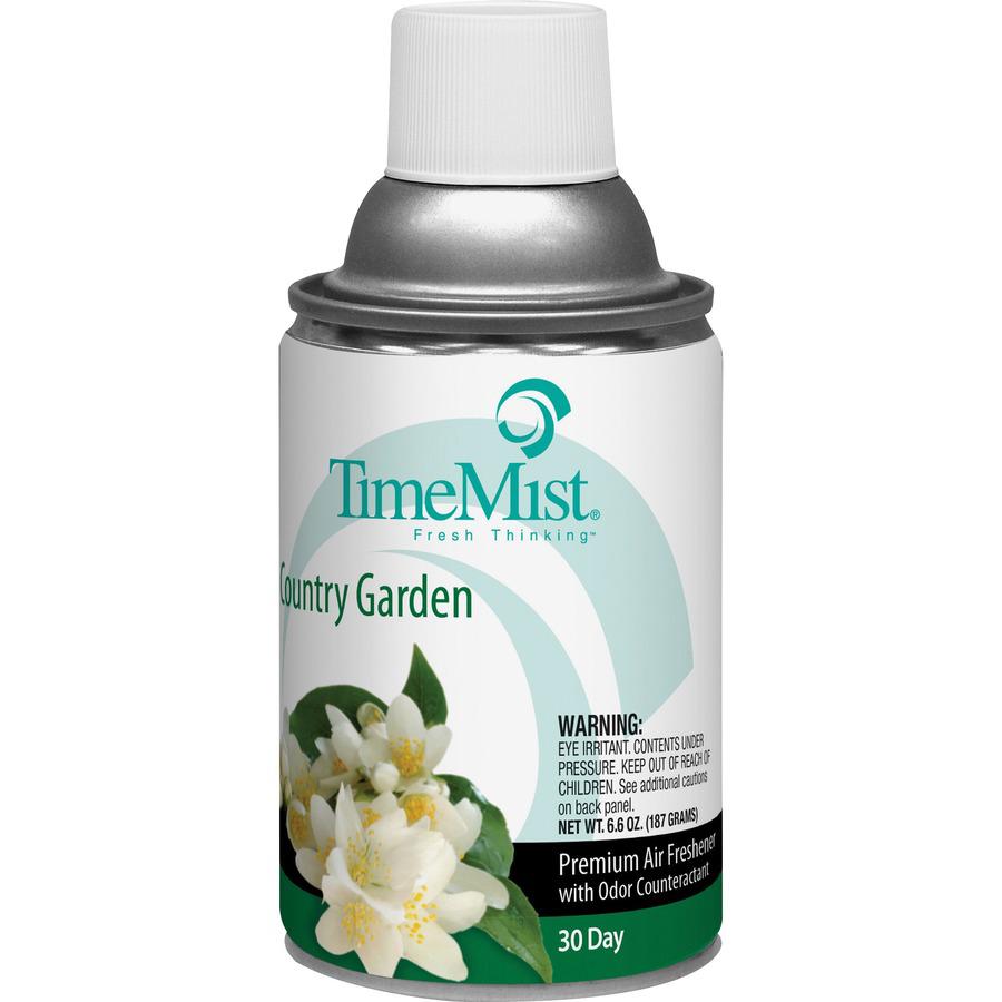 TimeMist Metered 30-Day Country Garden Scent Refill - Spray - 6000 ft³ - 6.6 fl oz (0.2 quart) - Country Garden - 30 Day - 12 / Carton - Long Lasting, Odor Neutralizer. Picture 3