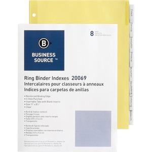 Business Source Buff Stock Ring Binder Indexes - 8 x Divider(s) - Blank Tab(s) - 8 Tab(s)/Set1.25" Tab Width - 8.5" Divider Width x 11" Divider Length - Letter - 3 Hole Punched - Clear Buff Paper Divi. Picture 4