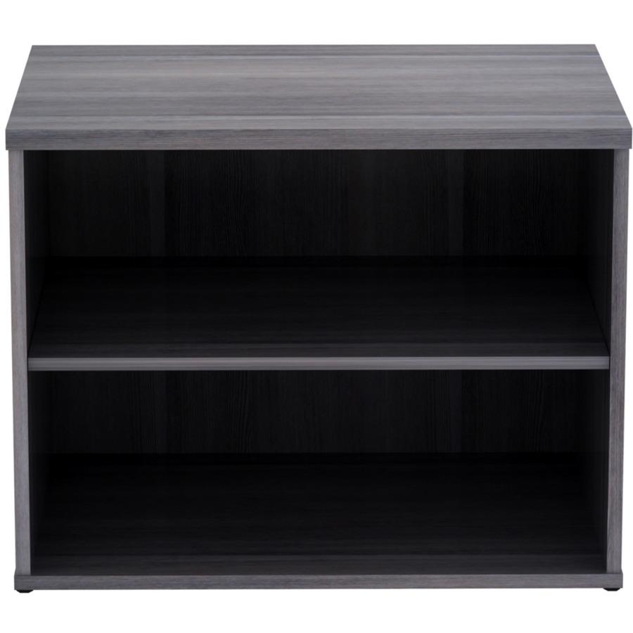 Lorell Relevance Series Storage Cabinet Credenza w/No Doors - 29.5" x 22"23.1" - 2 Shelve(s) - Finish: Weathered Charcoal, Laminate. Picture 4