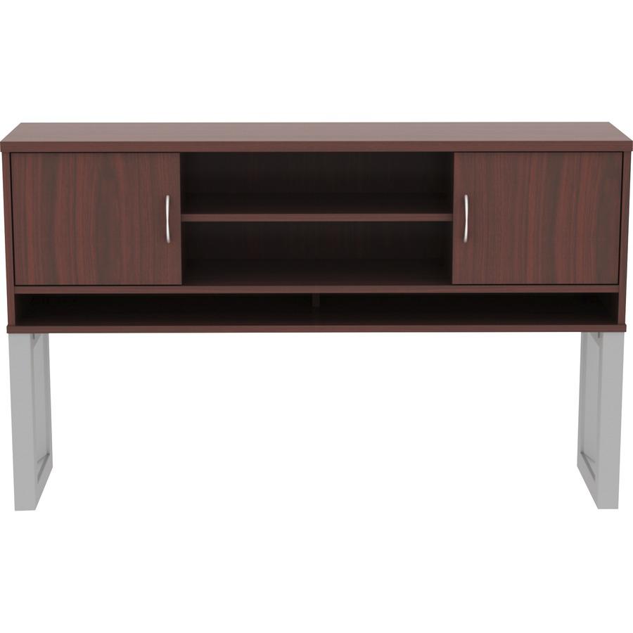 Lorell Relevance Series Mahogany Laminate Office Furniture Hutch - 59" x 15" x 36" - 3 Shelve(s) - Material: Metal Frame - Finish: Mahogany, Laminate. Picture 4