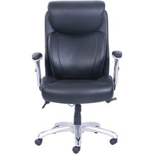 Lorell Big & Tall Chair with Flexible Air Technology - Black Bonded Leather Seat - Black Bonded Leather Back - 5-star Base - 1 Each. Picture 2