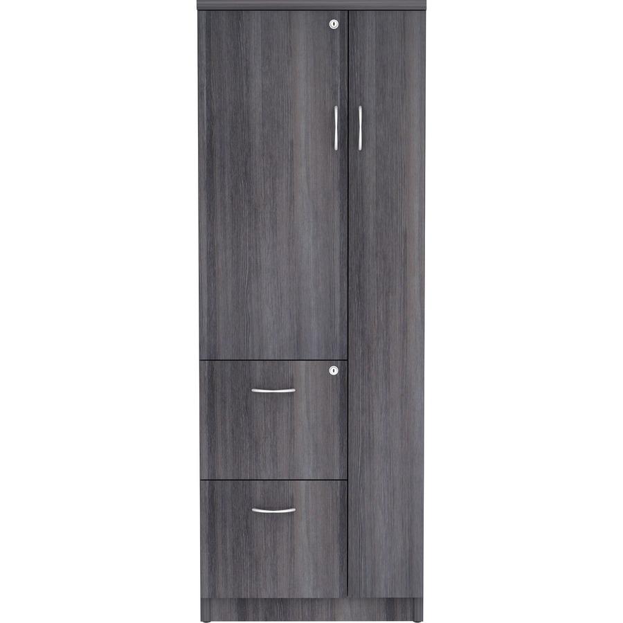 Lorell Essentials/Revelance Tall Storage Cabinet - 23.6" x 23.6"65.6" - 2 Drawer(s) - 2 Shelve(s) - Material: Medium Density Fiberboard (MDF), Particleboard - Finish: Weathered Charcoal - Abrasion Res. Picture 3
