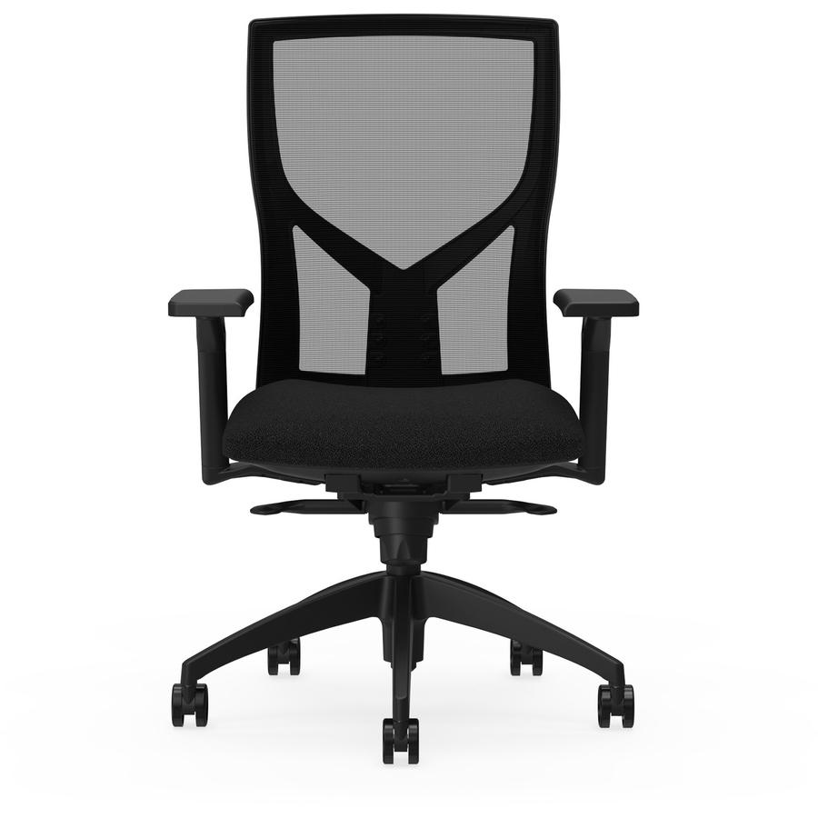 Lorell Justice Series Mesh High-Back Chair - Fabric, Foam Seat - High Back - Black - 1 Each. Picture 3