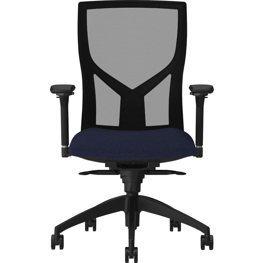 Lorell Justice Series Mesh High-Back Chair - Dark Blue Fabric, Foam Seat - High Back - Black - 1 Each. Picture 3