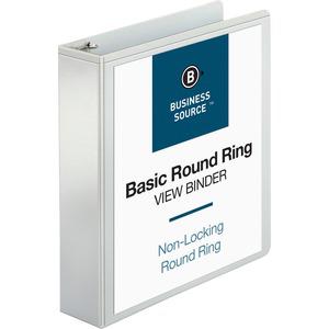 Business Source Round-ring View Binder - 2" Binder Capacity - Letter - 8 1/2" x 11" Sheet Size - 475 Sheet Capacity - Round Ring Fastener(s) - 2 Internal Pocket(s) - Polypropylene - White - Wrinkle-fr. Picture 9