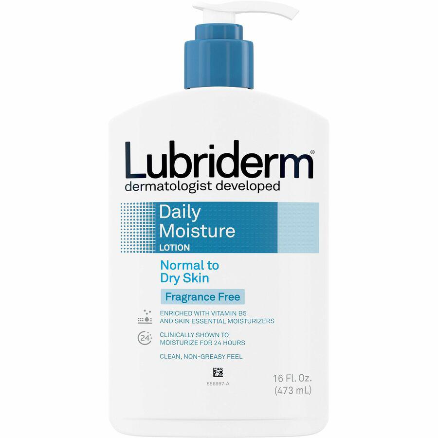 Lubriderm Daily Moisture Lotion - Lotion - 16 fl oz - For Dry, Normal Skin - Applicable on Body - Moisturising, Non-greasy, Fragrance-free, Absorbs Quickly - 12 / Carton. Picture 3