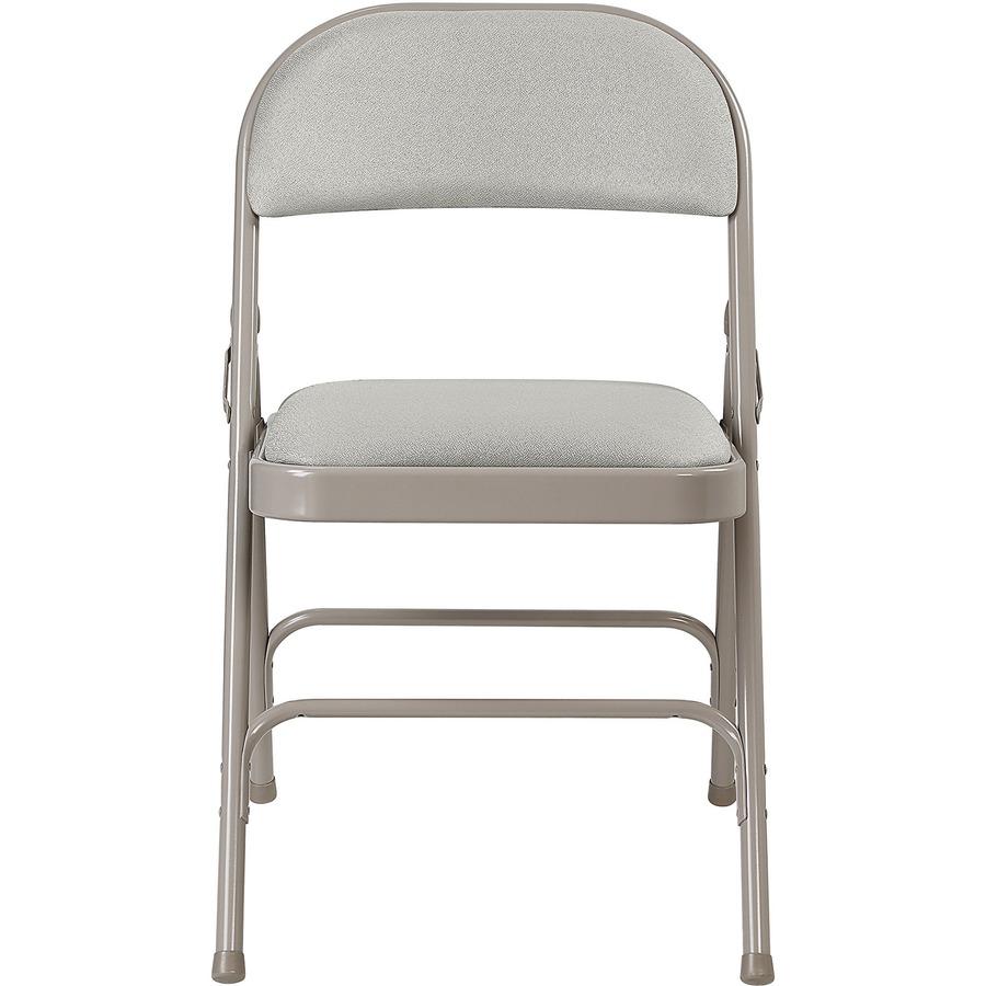 Lorell Padded Seat Folding Chairs - Beige Fabric Seat - Beige Fabric Back - Powder Coated Steel Frame - 4 / Carton. Picture 3