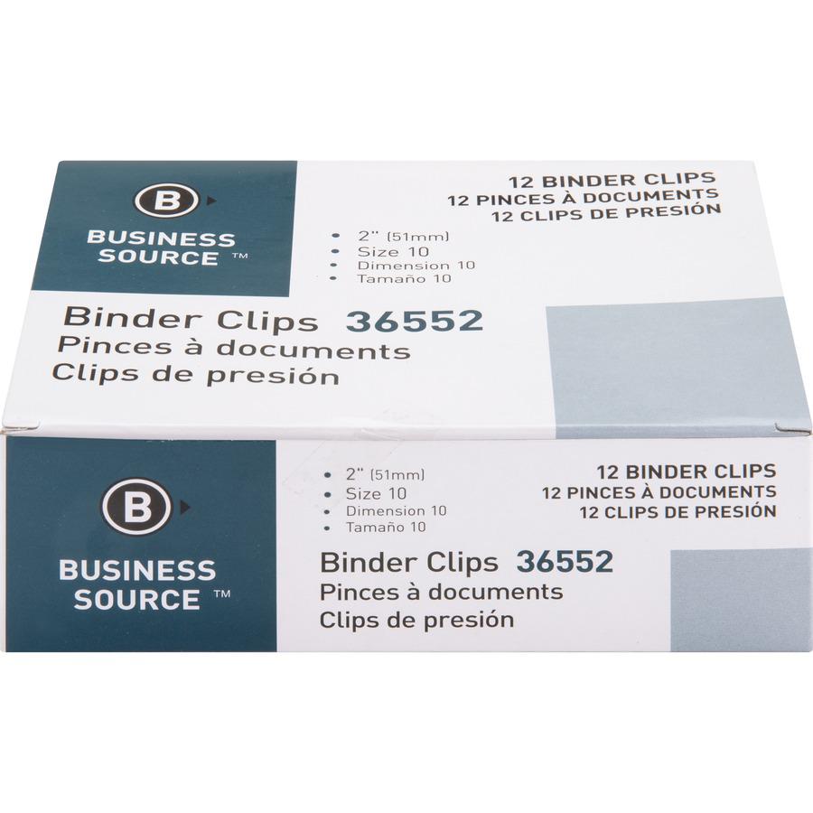 Business Source Fold-back Binder Clips - Large - 2" Length x 2" Width - 1" Size Capacity - 120 / Bundle - Black - Steel. Picture 3