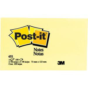 Post-it&reg; Notes Original Notepads - 3" x 5" - Rectangle - 100 Sheets per Pad - Unruled - Canary Yellow - Paper - Self-adhesive, Repositionable - 24 / Bundle. Picture 4