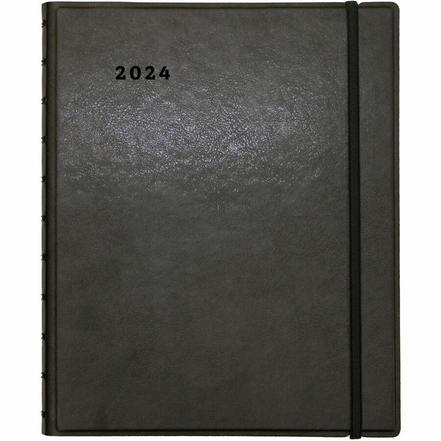 Filofax 17-Month Monthly Planner - Julian Dates - Monthly - 17 Month - August 2023 - December 2024 - 1 Month Double Page Layout - 8 1/2" x 10 7/8" Cream Sheet - Twin Wire - Elastic - Leather - Black C. Picture 4