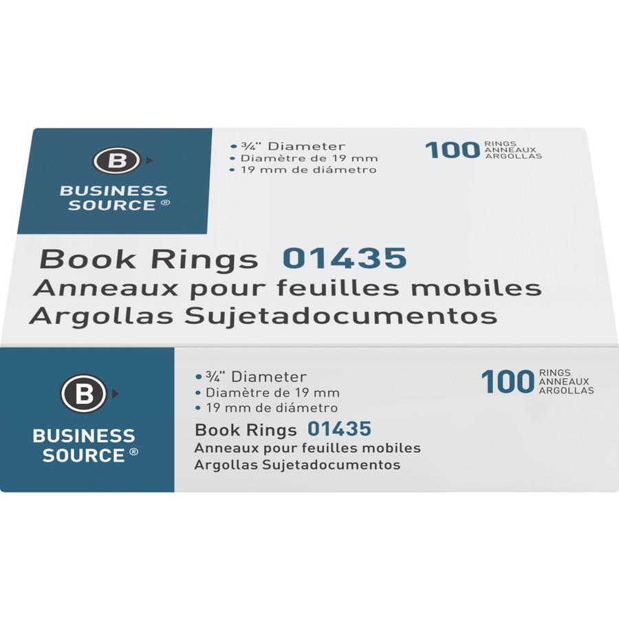 Business Source Standard Book Rings - 0.8" Diameter - Silver - 500 / Bundle. Picture 4