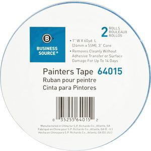 Business Source Multisurface Painter's Tape - 60 yd Length x 1" Width - 5.5 mil Thickness - 2 / Pack - Blue. Picture 8