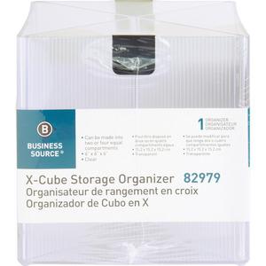 Business Source X-Cube Storage Organizer - 4 Compartment(s) - 6" Height x 6" Width x 6" DepthDesktop - Clear - 1 Each. Picture 6