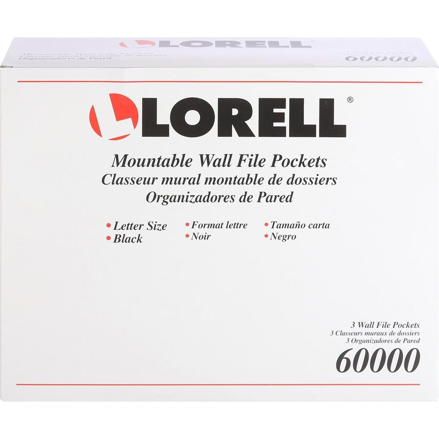 Lorell Wall File Pockets - 14.8" Height x 13.1" Width x 4.3" Depth - Black - 3 / Pack. Picture 2