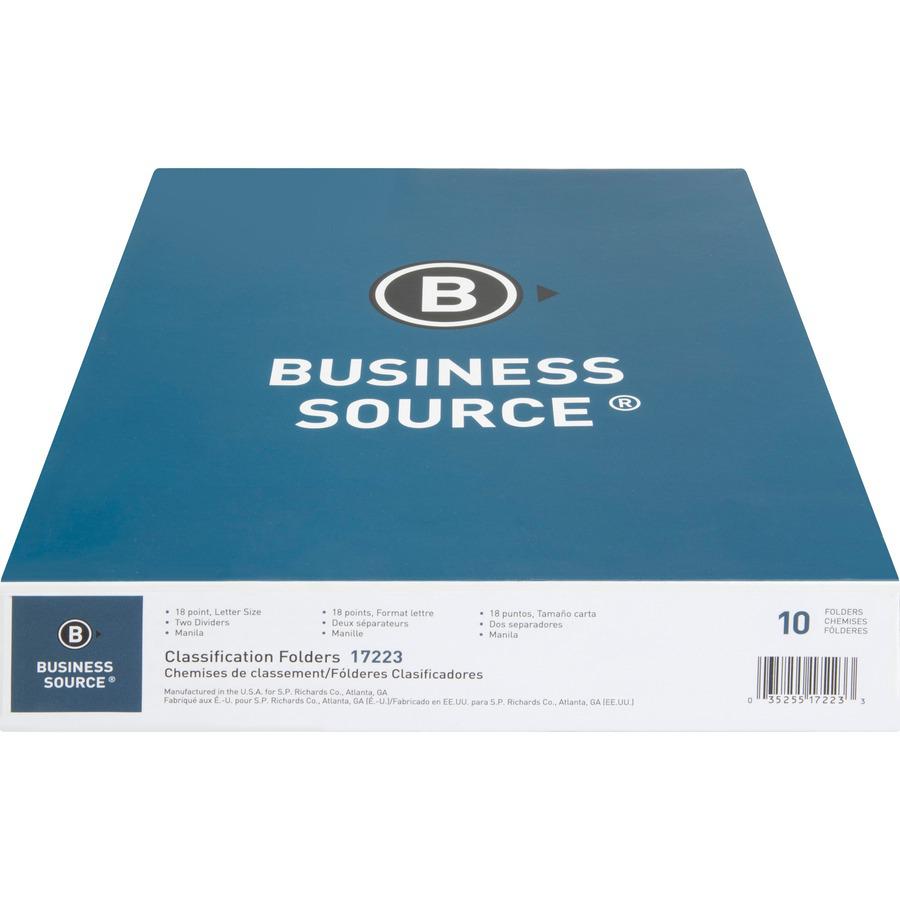 Business Source Letter Recycled Classification Folder - 8 1/2" x 11" - 2" Expansion - 2" Fastener Capacity - 2 Divider(s) - 10% Recycled - 10 / Box. Picture 5