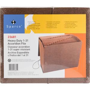 Business Source Letter Recycled Expanding File - 8 1/2" x 11" - 31 Pocket(s) - Brown - 30% Recycled - 1 Each. Picture 7
